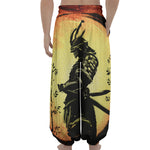 Sunset Samurai Warrior Print Lantern Pants