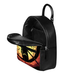 Sunset Samurai Warrior Print Leather Backpack