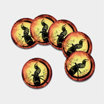 Sunset Samurai Warrior Print Leather Coaster Set