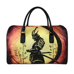 Sunset Samurai Warrior Print Leather Duffle Bag