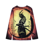 Sunset Samurai Warrior Print Long Sleeve Short Coat