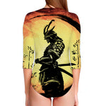 Sunset Samurai Warrior Print Long Sleeve Swimsuit