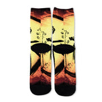 Sunset Samurai Warrior Print Long Socks