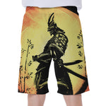 Sunset Samurai Warrior Print Men's Beach Shorts