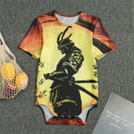 Sunset Samurai Warrior Print Men's Bodysuit