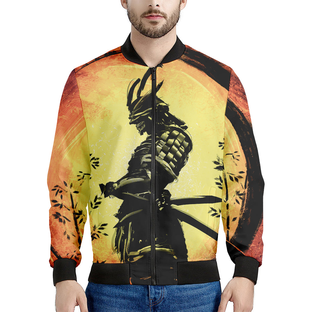 Sunset Samurai Warrior Print Men's Bomber Jacket