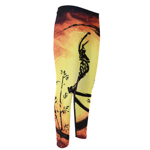 Sunset Samurai Warrior Print Men's Compression Pants