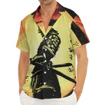 Sunset Samurai Warrior Print Men's Deep V-Neck Shirt