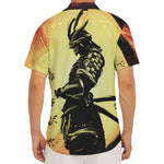 Sunset Samurai Warrior Print Men's Deep V-Neck Shirt