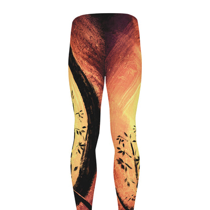 Sunset Samurai Warrior Print Men's leggings