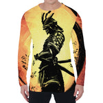 Sunset Samurai Warrior Print Men's Long Sleeve T-Shirt