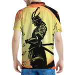Sunset Samurai Warrior Print Men's Polo Shirt