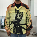 Sunset Samurai Warrior Print Men's Shirt Jacket