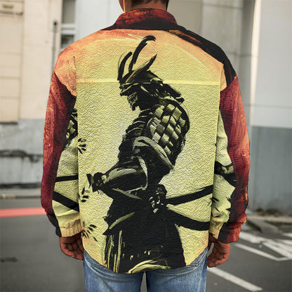 Sunset Samurai Warrior Print Men's Shirt Jacket