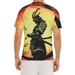 Sunset Samurai Warrior Print Men's Short Sleeve Rash Guard