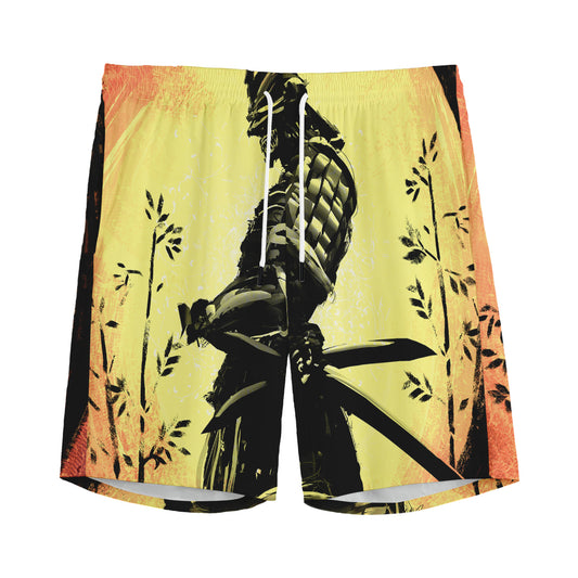 Sunset Samurai Warrior Print Men's Sports Shorts