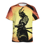 Sunset Samurai Warrior Print Men's Sports T-Shirt