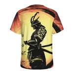 Sunset Samurai Warrior Print Men's Sports T-Shirt