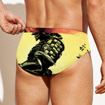 Sunset Samurai Warrior Print Men's Swim Briefs