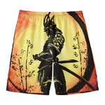 Sunset Samurai Warrior Print Men's Swim Trunks