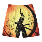 Sunset Samurai Warrior Print Men's Swim Trunks