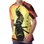 Sunset Samurai Warrior Print Men's Velvet T-Shirt