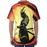 Sunset Samurai Warrior Print Men's Velvet T-Shirt