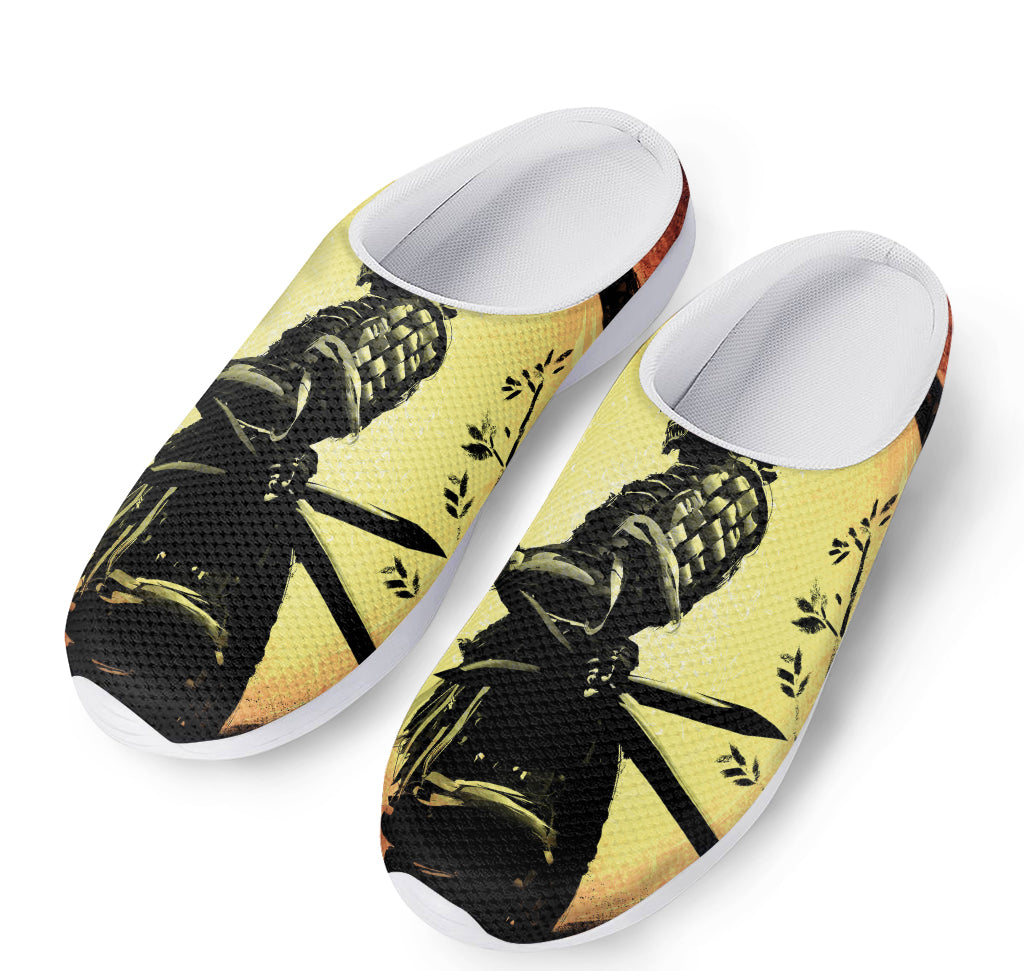 Sunset Samurai Warrior Print Mesh Casual Shoes