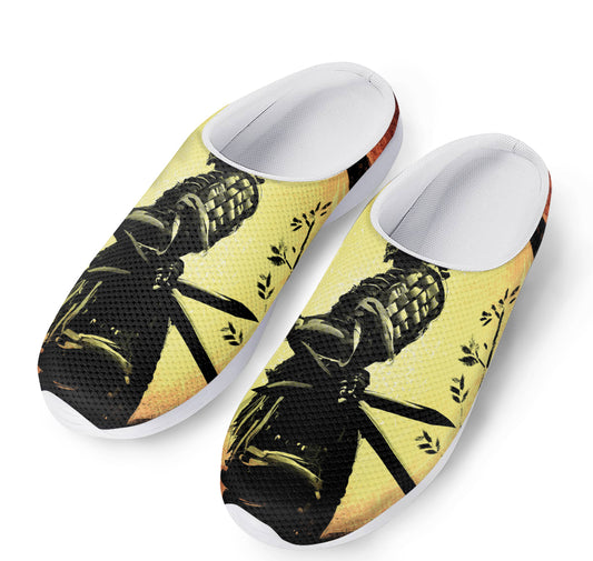 Sunset Samurai Warrior Print Mesh Casual Shoes