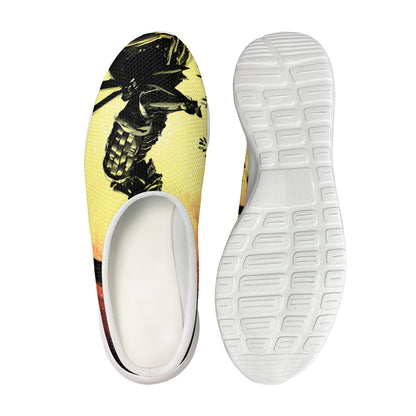 Sunset Samurai Warrior Print Mesh Casual Shoes