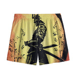 Sunset Samurai Warrior Print Mesh Shorts