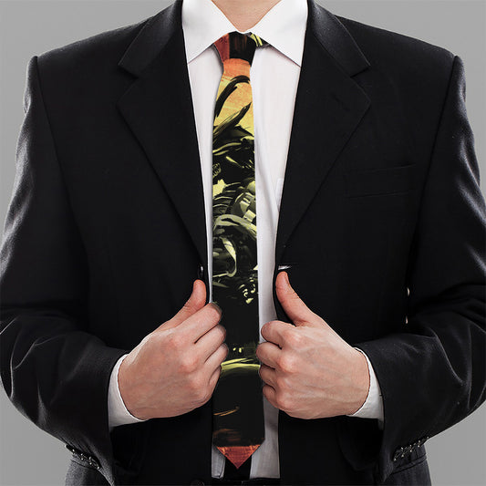 Sunset Samurai Warrior Print Necktie