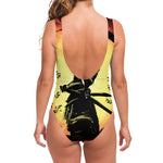 Sunset Samurai Warrior Print One Piece Swimsuit