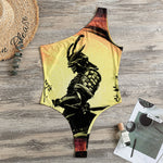Sunset Samurai Warrior Print One Shoulder Bodysuit