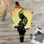 Sunset Samurai Warrior Print One Shoulder Bodysuit