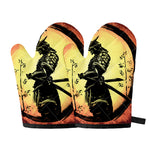 Sunset Samurai Warrior Print Oven Mitts
