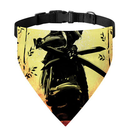 Sunset Samurai Warrior Print Over The Collar Dog Bandana