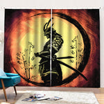 Sunset Samurai Warrior Print Pencil Pleat Curtains