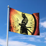Sunset Samurai Warrior Print Polyester Flag