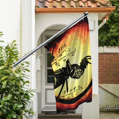 Sunset Samurai Warrior Print Polyester Flag