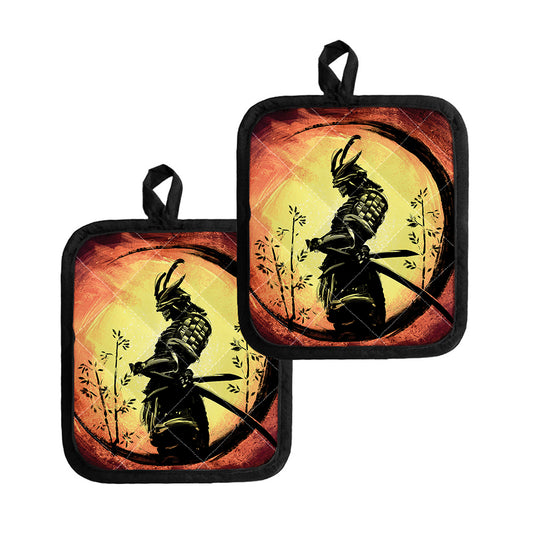 Sunset Samurai Warrior Print Pot Holders