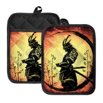 Sunset Samurai Warrior Print Pot Holders With Pocket