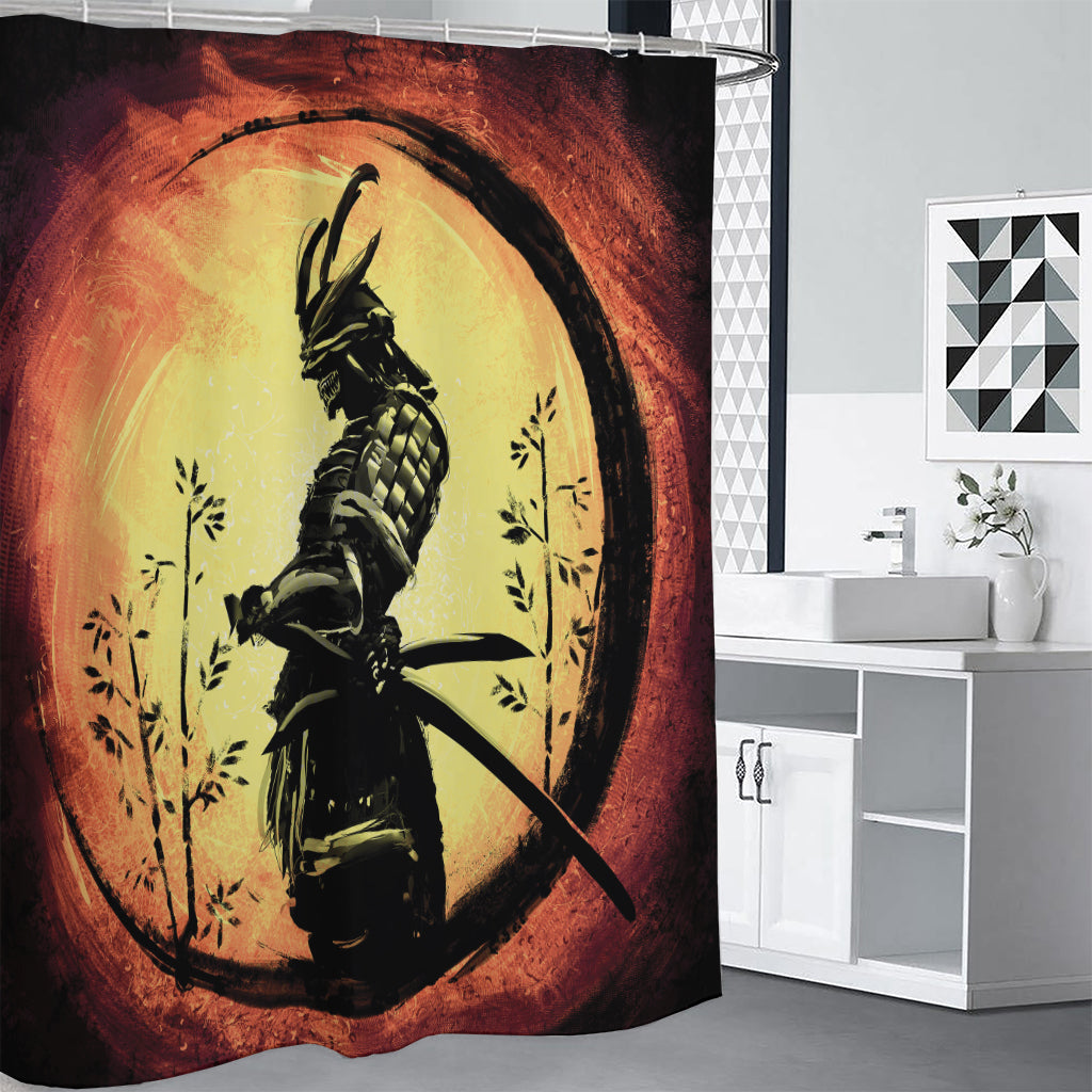 Sunset Samurai Warrior Print Premium Shower Curtain