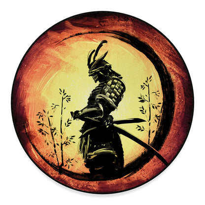 Sunset Samurai Warrior Print Round Floor Mat
