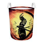 Sunset Samurai Warrior Print Round Laundry Basket