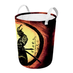 Sunset Samurai Warrior Print Round Laundry Basket