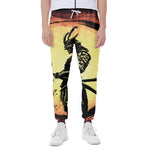 Sunset Samurai Warrior Print Scuba Joggers