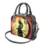 Sunset Samurai Warrior Print Shoulder Handbag