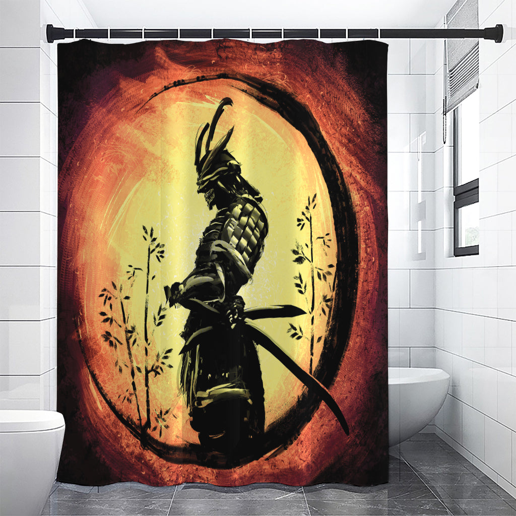 Sunset Samurai Warrior Print Shower Curtain