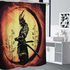 Sunset Samurai Warrior Print Shower Curtain